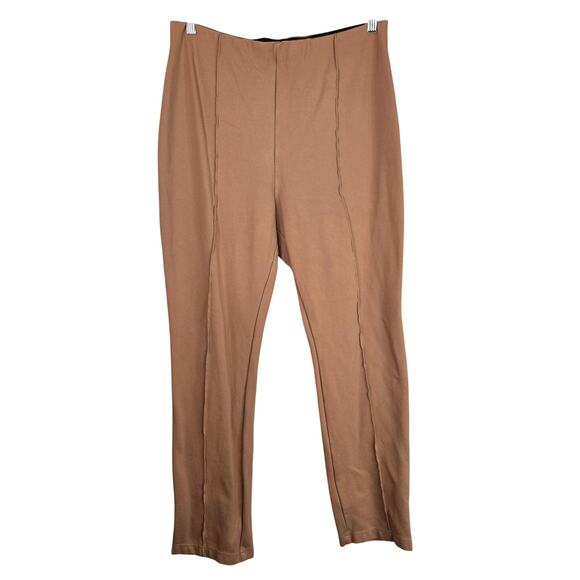Ophelia Roe Pants Womens 1X Camel Brown Pull On Leggings Ponte Stretch Ankle Zip - Picture 1 of 11